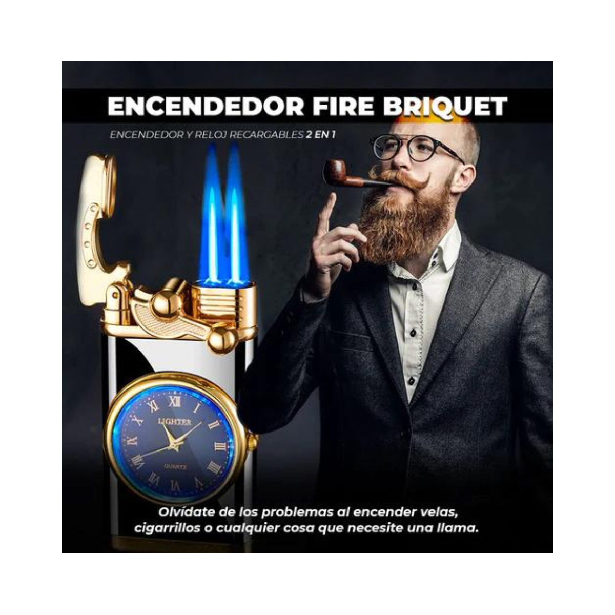 Reloj de Metal con Encendedor de Fuego